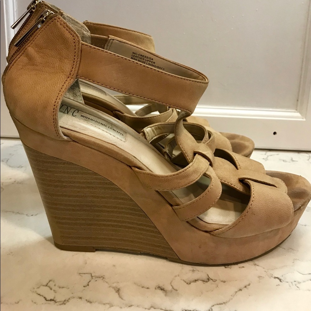 I.N.C. Nude wedge heels